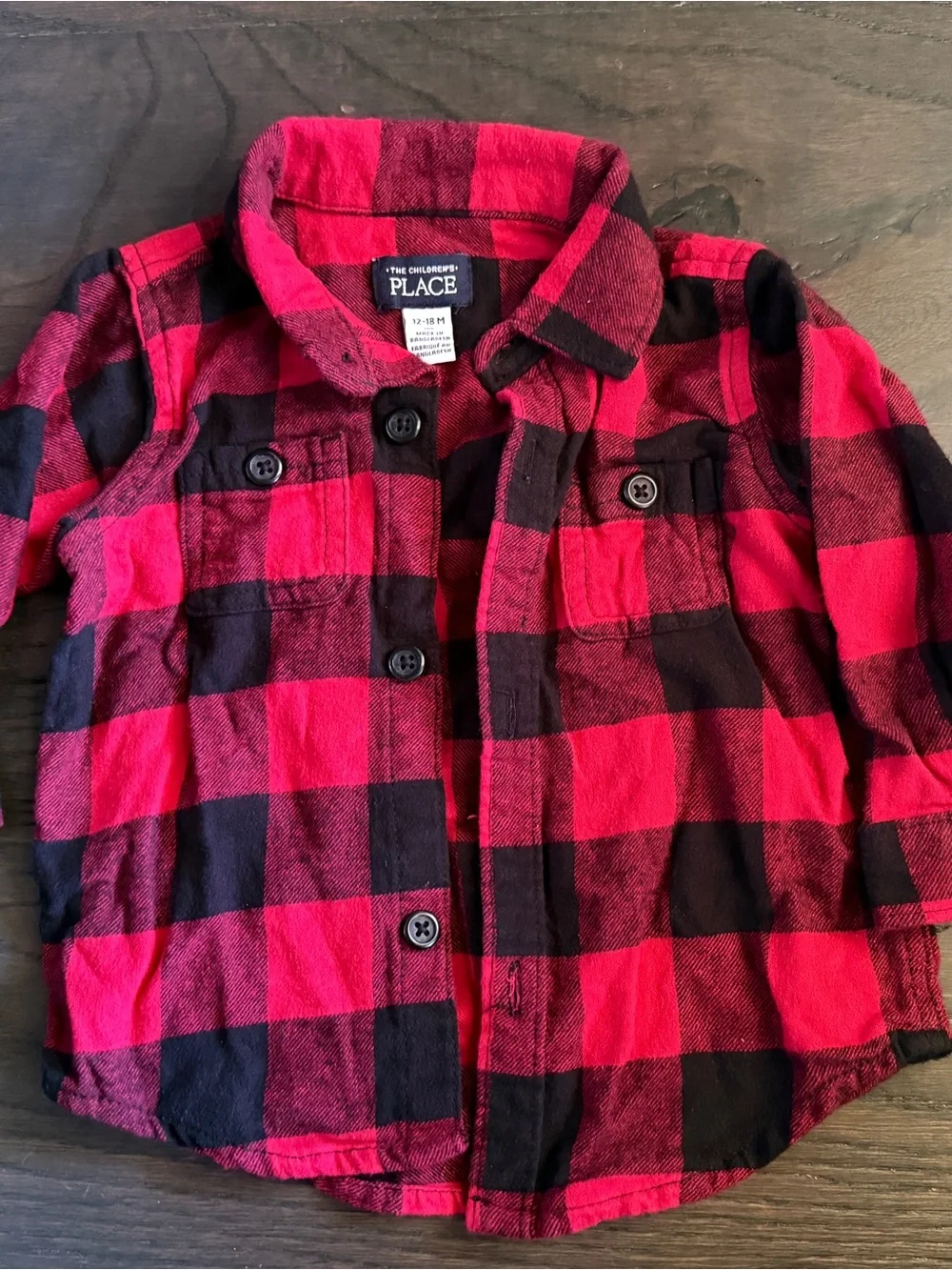 The Children's Place Red & Black Plaid Button-Front Toddler Shirt